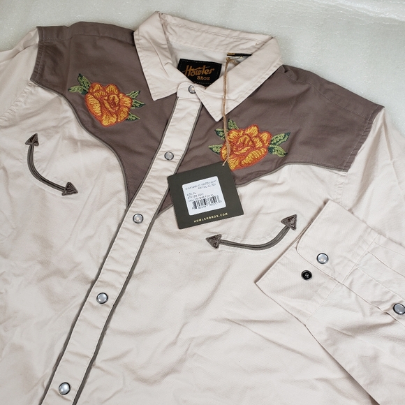 NWT Howler x ACL Mens XL Broncbuster Western Shirt Tan Brown Smiley Pockets 2024